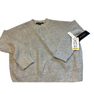 Pearl-Embellished Gray Knit Sweater Women's Medium By French Connection